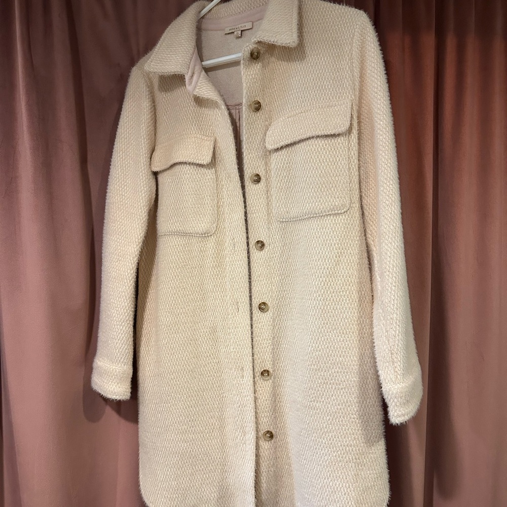 Skies Are Blue Cream Teddy Shacket